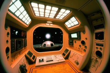 Inside of a Spaceship. control room. Generative AI