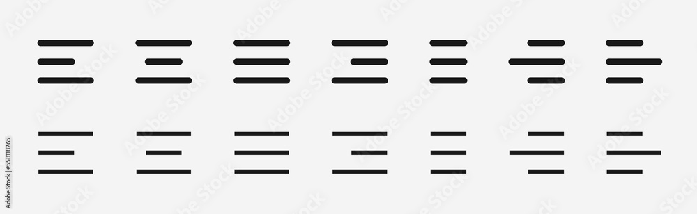 Poster Website navigation symbol. Hamburger menu icons set. Flat website menu icons with rounded and sharp edges. Mobile app menu icons vector set of UI UX design elements. App burger icons. EPS10.