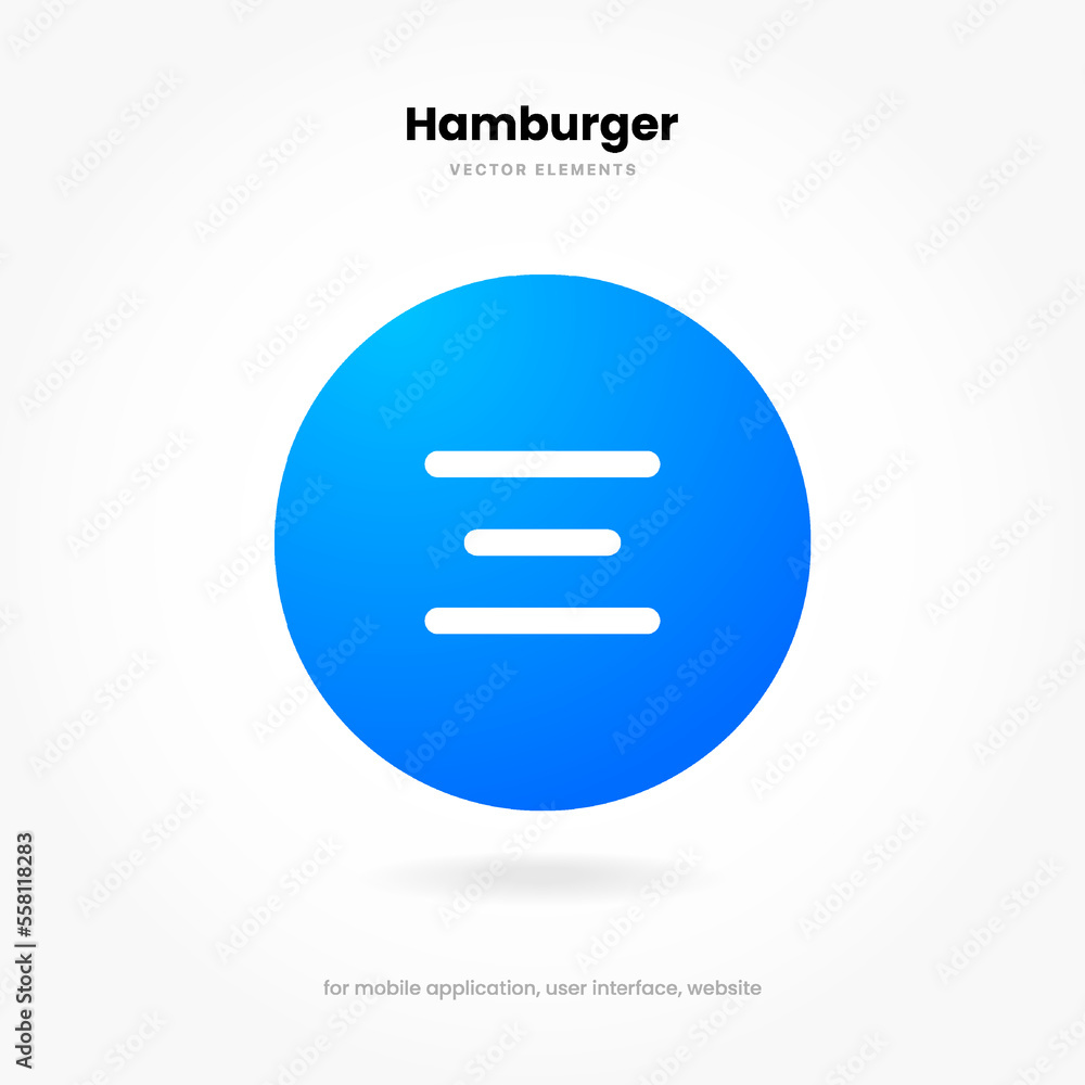 Aufkleber Website navigation symbol. Hamburger menu icon. Flat website menu icons with rounded and sharp edges. Mobile app menu icons vector set of UI UX design elements. App burger icons. Stock vector EPS10.
