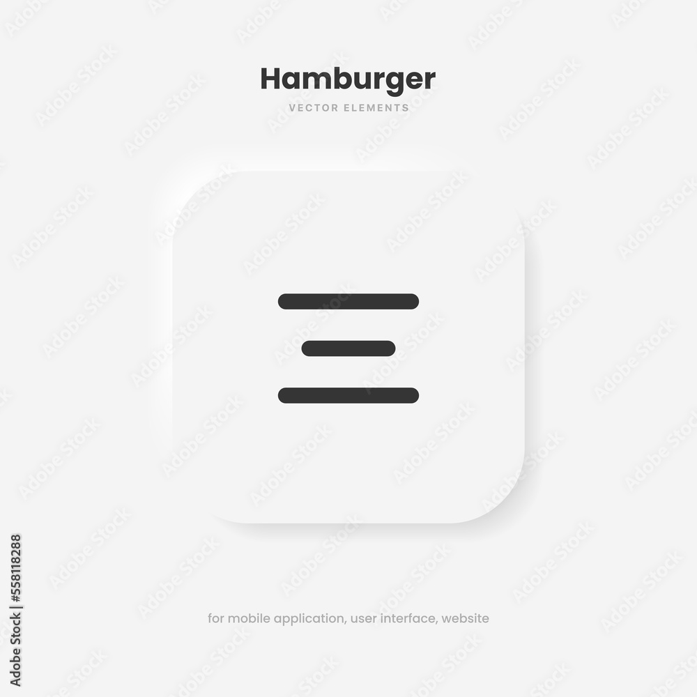 Poster Website navigation symbol. Hamburger menu icon. Flat website menu icons with rounded and sharp edges. Mobile app menu icons vector set of UI UX design elements. App burger icons. Stock vector EPS10.