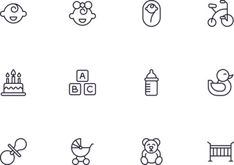 Baby line icon on white background
