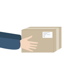 Delivery man holding box in hand. Delivery concept