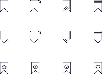 Bookmark concept. Bookmark line icon set. Collection of vector signs in trendy flat style for web sites, internet shops and stores, books and flyers. Premium quality icons isolated on white background