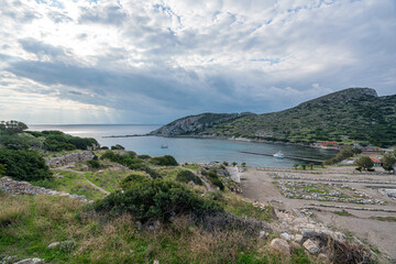 Amazing views from Knidos, which was a Greek city in ancient Caria in Asia Minor, Turkey, situated...