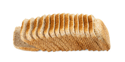 Whole Grain Healthy Sandwich Bread Square Slices Isolated, Supermarket Bread for Toasts, Soft Pieces