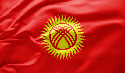 Waving national flag of Kyrgyzstan