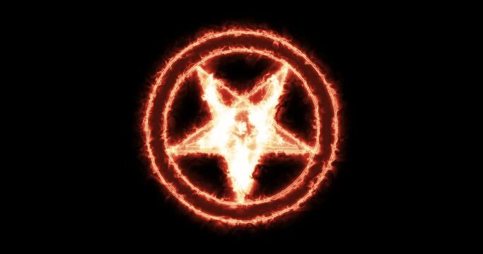 Inverted Pentagram in a circle burning. Loop