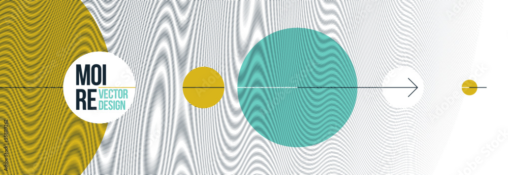 Poster abstract vector background made with linear moire, op art effect surreal texture, sound and music wa