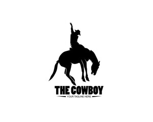 Cowboy logo silhouette design vector