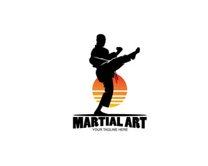 Fototapeta na wymiar Martial art logo silhouette design vector