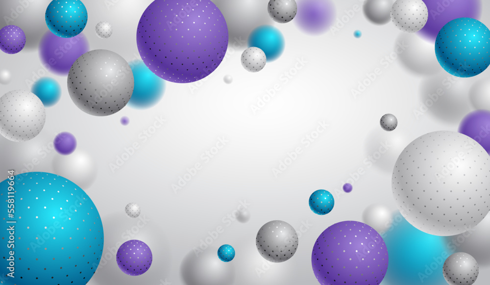 Poster realistic dotted spheres vector illustration with blank copy space, abstract background with beautif
