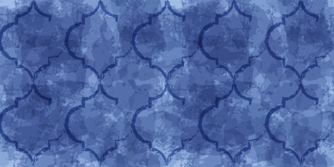 Moroccan Seamless Pattern. Gold Turkish Mosque Window Shape. Arabic Mosaic Golden Background. Eid Mubarak Muslim Ornament. Ramadan Kareem Islamic Illustration