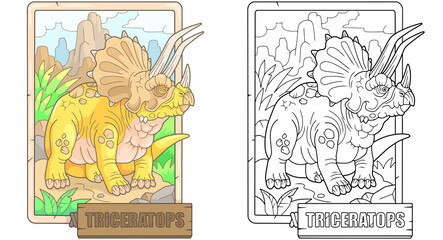 prehistoric dinosaur triceratops, illustration design © fargon