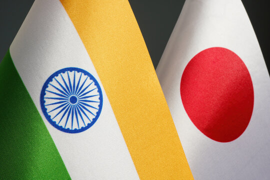 Flags Of India And Japan As A Concept Of Diplomacy.