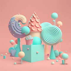 Fototapeta Delicious Candy Land. Generative AI obraz