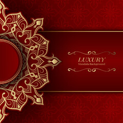 Red luxury background, with mandala ornament