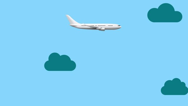 Airplane Game with the Clouds. Flying Plane Avoiding the Cloud Obstacle. Gaming and Aviation Concept 