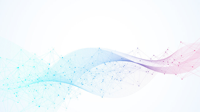 Technology abstract lines and dots connection background. Connection digital data and big data concept. Digital data visualization illustration