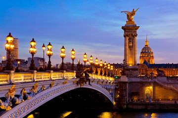Fototapeta na wymiar Pont Alexandre III (Alexander the third bridge) over river Seine in Paris