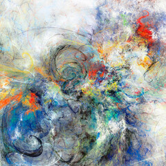 Art painting background with noise effect. Abstract movement color smoke paint pattern. Fractal artwork for creative graphic design