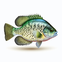 Crappie fish, a North American freshwater fish, is usually caught in the United States. Generative AI.