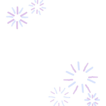 Drawing of blue and purple firework on white background