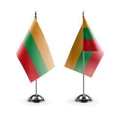 Small national flags of the Lithuania on a white background