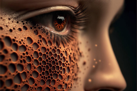 Trypophobia concept. The phobia or excessive fear of holes or protuberance. Generative AI.