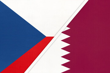 Czech Republic and Qatar, symbol of country. Czechia vs Qatari national flags.
