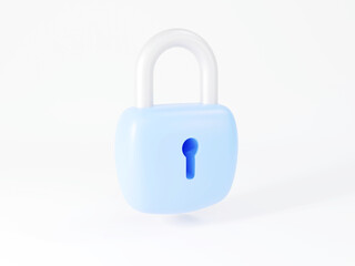 Lock security, Locked padlock isolated on white background, 3D render illustration