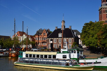 Historical Port in the Old Town of Leer, East Frisia, Lower Saxony