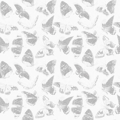 Flying butterflies. Seamless pattern with hand drawn digital illustrations in sketch style
