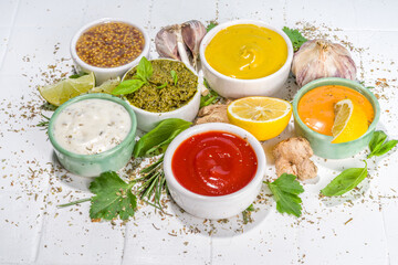 Set of various classic sauces
