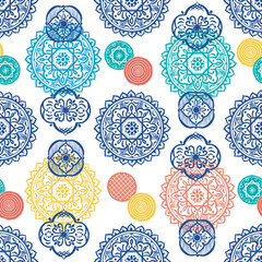 Mid eastern pottery ornaments. Seamless vector pattern with hand drawn illustrations
