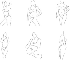 Set of line female body underwear