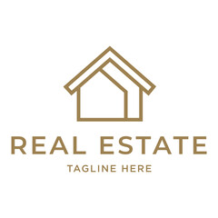 Real estate logo, design logo Linear Style isolated on white Background. Usable for Real Estate, Construction, Architecture and Building Logos. Flat Vector Logo Design Template Element.