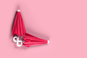 Closed umbrella for shelter from the rain. Spring and autumn weather. Protection and shelter from bad weather and snow