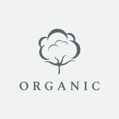 Logo design natural organic soft cotton flower plant for business, textile,clothing and beauty.