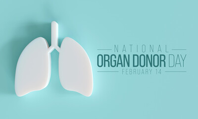 National Donor day is observed every year on February 14, dedicated to spreading awareness and education about organ, eye and tissue donation. 3D Rendering