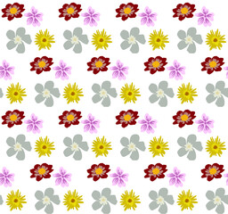 Simple flowers seamless pattern for background, fabric or wallpaper 