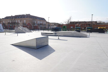 track with skate park modules for skates, skateboards and scooters