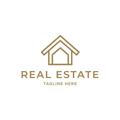 Real estate logo, design logo Linear Style isolated on white Background. Usable for Real Estate, Construction, Architecture and Building Logos. Flat Vector Logo Design Template Element.