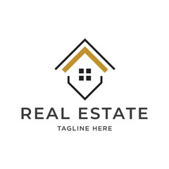 Real estate logo, design logo Linear Style isolated on white Background. Usable for Real Estate, Construction, Architecture and Building Logos. Flat Vector Logo Design Template Element.