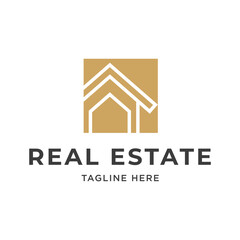 Real estate logo, design logo Linear Style isolated on white Background. Usable for Real Estate, Construction, Architecture and Building Logos. Flat Vector Logo Design Template Element.