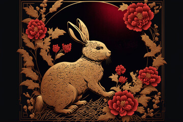 Concept of Chinese New Year. The year of the rabbit.