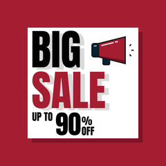 BIG Sale discount. Special offer price signs, Discount 90% OFF