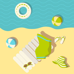 Summer swimming beach vacation square background