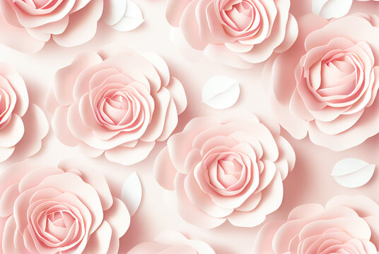 Pink rose background image created with Generative AI technology.