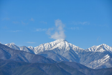 冬の信州の絶景　雪の常念