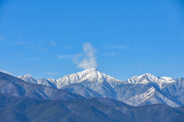 冬の信州の絶景　雪の常念